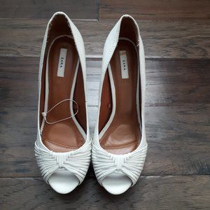 Zara White Open-Toe High Heels